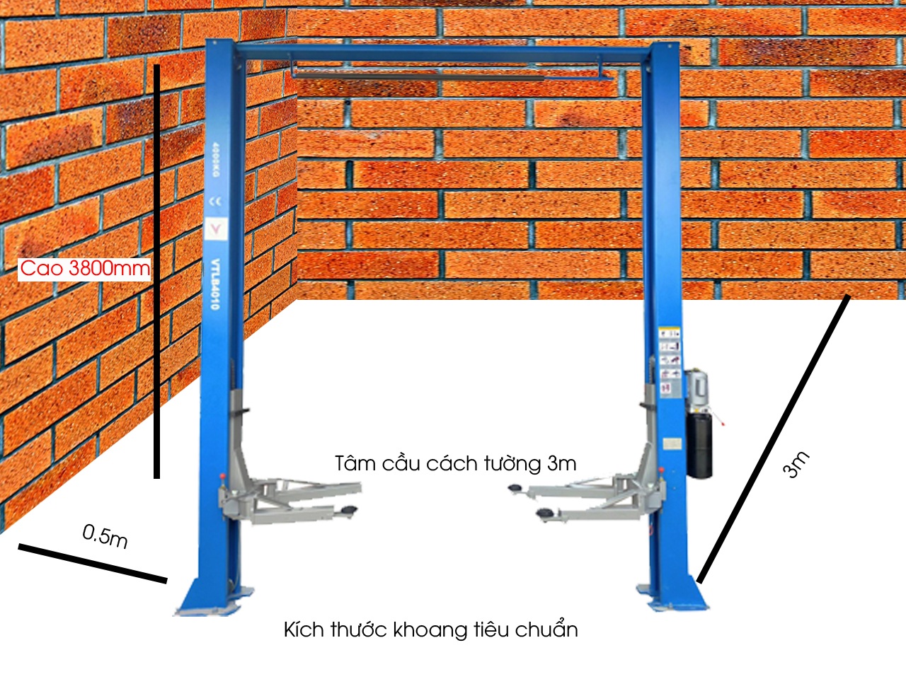 Cầu nâng 2 trụ cáp trên VIMET TLR40110